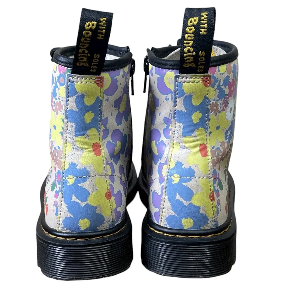 Dr. Martens Junior 1460 Multicolor Floral Mash Up Combat Boots Size 3